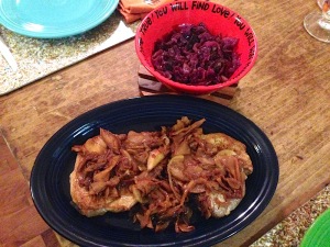 Pork Chops w Apples and Onions_Red Cabbage